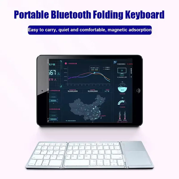 Foldable Wireless Keyboard with Touchpad